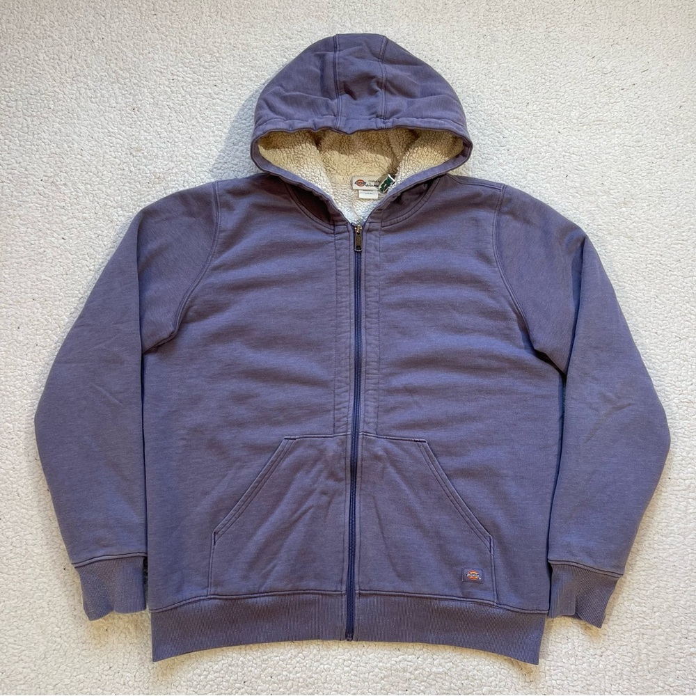 Vintage 90s/00s Dickies Faded Lavender Hoodie Sherpa Lined Sweatshirt Size L